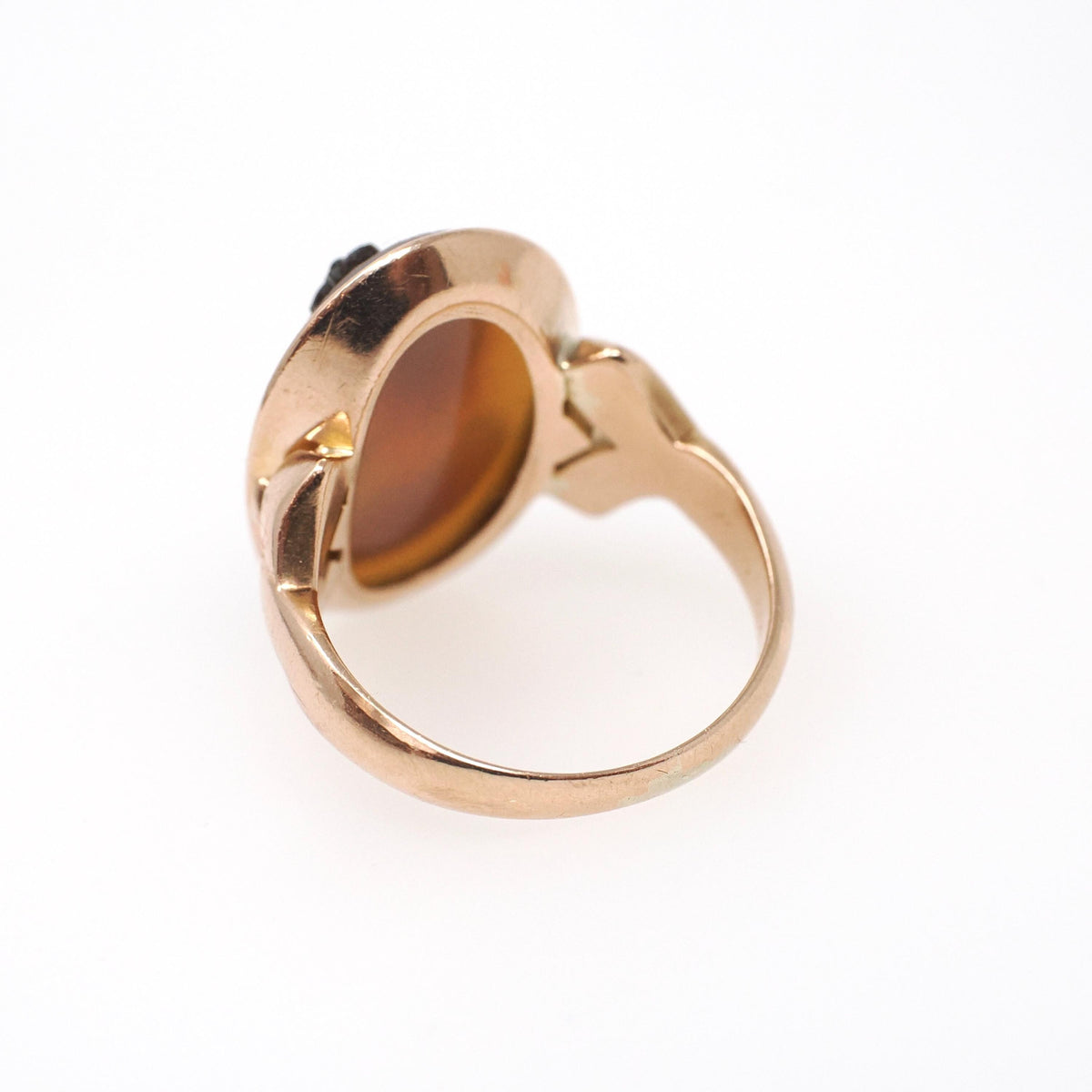 Antique Cameo Ring - Victorian 14k Rosy Yellow Gold Carved Brown Sardonyx Gem - Circa 1890s Era Size 6 1/4 Feminine Profile Fine Jewelry
