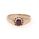 Edwardian Belcher Ring - Antique 8k Yellow Gold Red Garnet Gemstone - Circa 1900s Size 12 Solitaire Unisex Fine January Birthstone Jewelry