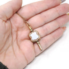 Antique Watch Key Fob - Victorian 9K Yellow Gold Sardonyx And Quartz Pendant Necklace - Circa 1890s Era Versatile Fine Statement Jewelry
