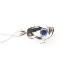 Created Star Sapphire Necklace - Modernist 14k White Gold Natural .01 CT Diamond Gem - Vintage Circa 1970s Era Pendant Charm Fine Jewelry