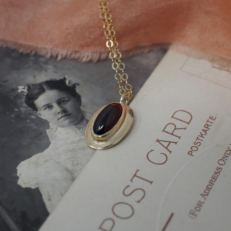 Antique Garnet Charm - Edwardian 10k Yellow Gold Stick Pin Conversion Pendant Necklace - Antique Circa 1910s January Birthstone Fine Jewelry