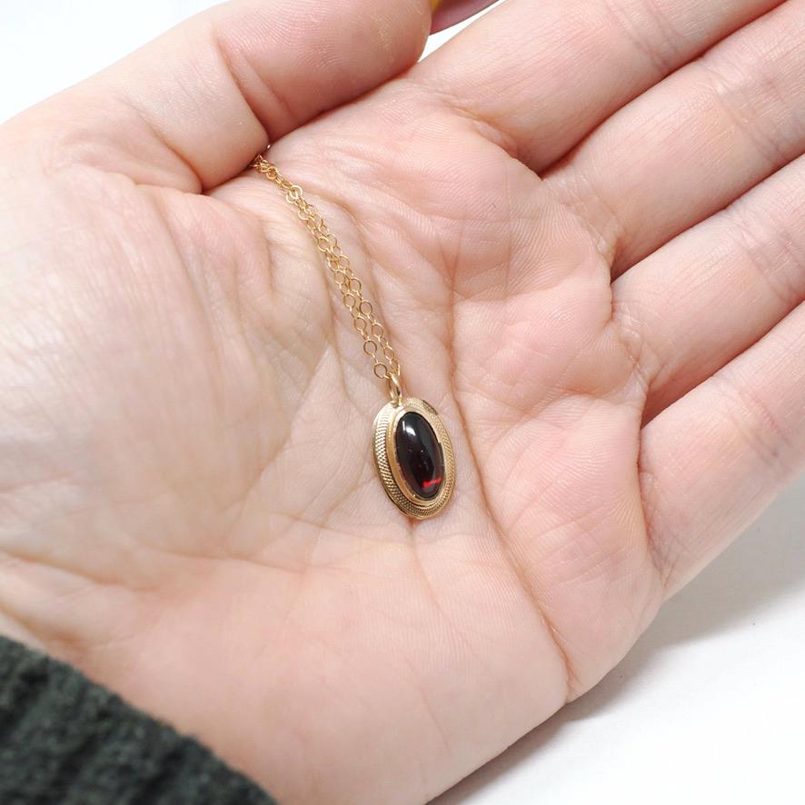 Antique Garnet Charm - Edwardian 10k Yellow Gold Stick Pin Conversion Pendant Necklace - Antique Circa 1910s January Birthstone Fine Jewelry