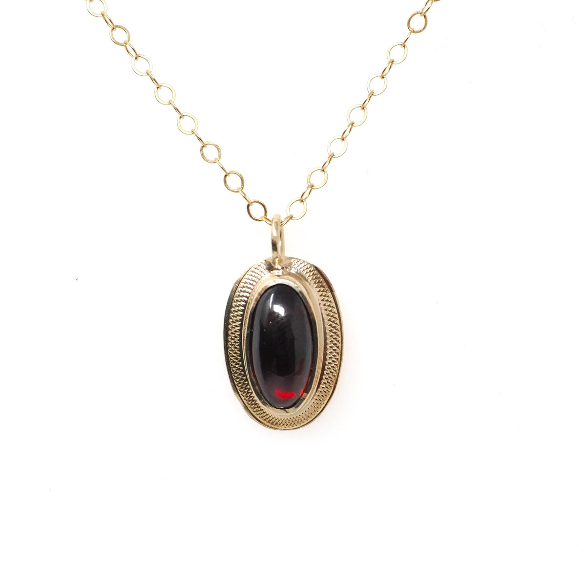 Antique Garnet Charm - Edwardian 10k Yellow Gold Stick Pin Conversion Pendant Necklace - Antique Circa 1910s January Birthstone Fine Jewelry