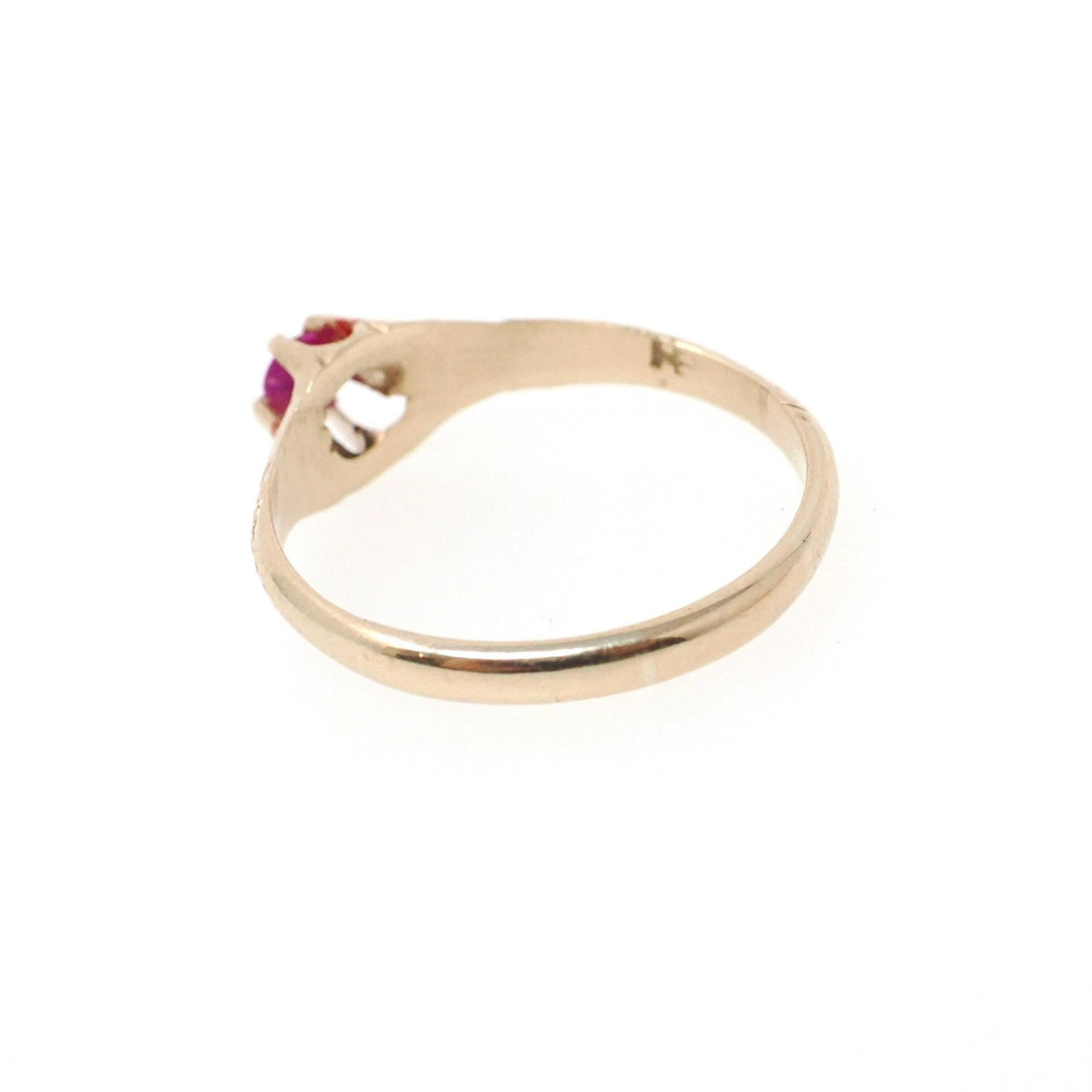 Antique Baby Ring - Edwardian 10k Yellow Gold Created Ruby Pinky Midi Band - Vintage Circa 1910s Size 3 Children's Fine Statement Jewelry