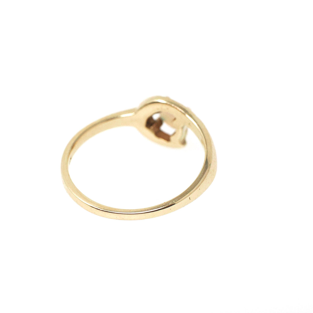 Vintage Opal Ring - Modernist 10k Yellow Gold Natural Gemstone Solitaire - Circa 1970s Size 6 3/4 Bypass October Birthstone Fine Jewelry