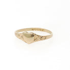 Heart Signet Ring - Mid Century 10k Yellow Gold Children's Midi Pinky Band - Vintage Circa Early 1960s Era Size 2.25 Fine Statement Jewelry
