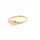 Heart Signet Ring - Mid Century 10k Yellow Gold Children's Midi Pinky Band - Vintage Circa Early 1960s Era Size 2.25 Fine Statement Jewelry