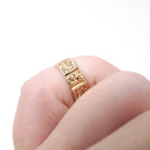 Antique Baby Cigar Band - Edwardian 10k Yellow Gold Decorative Flower Eternity Design Midi Ring - Circa 1900s Size 1 Children's Fine Jewelry