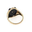 Letter "S" Ring - Art Deco 10k Yellow Gold Black Onyx Old English Initial - Circa 1930s Era Size 9 1/4 Natural Diamond Accent Fine Jewelry