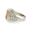 Natural Citrine Ring - Art Deco 10k White Gold Emerald Cut Yellow Gemstone - Vintage Circa 1930s Era Size 9 November Birthstone Fine Jewelry