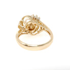 Cultured Pearl Ring - Contemporary 14k Yellow Gold White Organic Gem & Diamonds - Estate Circa 1990s Era Size 6 June Birthstone Fine Jewelry
