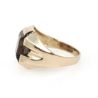 Smoky Quartz Ring - Mid Century Era 9k Yellow Gold Unisex Brown Rectangular Gemstone - Hallmarked 1952 Size 7 1/4 Fine Statement Jewelry
