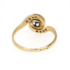 Antique Swirl Ring - Edwardian 18k Yellow Gold & Platinum Blue Glass Diamond Chips - Circa 1900s Size 7 French Handmade Halo Fine Jewelry