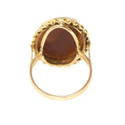 Vintage Cameo Ring - Modernist 18k Yellow Gold Carved Shell Twisted Rope Solitaire - Circa 1970s Size 6.5 Neoclassical Portrait Fine Jewelry