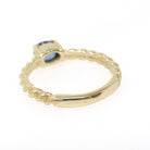 Sapphire Stacking Ring - Contemporary 14k Yellow Gold Natural Blue East West Gem Solitaire - Circa 2000s Size 6 Fine Bubble Band Jewelry