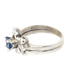 Vintage Bridal Ring Set - Mid Century 14k White Gold Natural Sapphire & Diamond Soldered Pair - Circa 1950s Size 6 Fine Engagement Jewelry