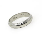 Dated 1960 Band - Mid Century 14k White Gold Milgrain Diamond Cut Eternity Wedding Ring - Vintage Size 9 3/4 Engraved Fine Bridal Jewelry