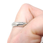 Dated 1960 Band - Mid Century 14k White Gold Milgrain Diamond Cut Eternity Wedding Ring - Vintage Size 9 3/4 Engraved Fine Bridal Jewelry