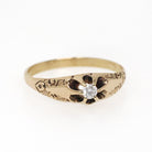 Antique Diamond Ring - Edwardian 10k Yellow Gold Natural .08 CT Round Brilliant Solitaire - Circa 1900s Size 8.25 Belcher Engagement Jewelry