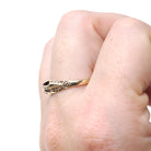Antique Diamond Ring - Edwardian 10k Yellow Gold Natural .08 CT Round Brilliant Solitaire - Circa 1900s Size 8.25 Belcher Engagement Jewelry