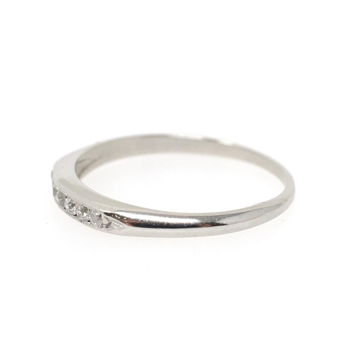 Mid Century Diamond Band - Vintage Platinum Natural .13 CTW Channel Wedding Band - Circa 1950s Era Size 6 1/2 Fine Bridal Stacking Jewelry