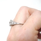 0.97 ct Old European Cut Diamond Ring - Platinum 1.14 CTW Natural Diamond Filigree Engagement - Circa 1920s Era Size 7 1/4 Hex Fine Jewelry
