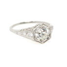 0.97 ct Old European Cut Diamond Ring - Platinum 1.14 CTW Natural Diamond Filigree Engagement - Circa 1920s Era Size 7 1/4 Hex Fine Jewelry