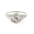 0.97 ct Old European Cut Diamond Ring - Platinum 1.14 CTW Natural Diamond Filigree Engagement - Circa 1920s Era Size 7 1/4 Hex Fine Jewelry