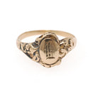 Edwardian Signet Ring - Art Nouveau 10k Yellow Gold Letter "L" Engraved Initial - Antique Circa 1910s Era Size 6.5 Old English Fine Jewelry