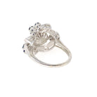 Vintage Pearl Ring - Mid Century 14k White Gold Cultured Organic Gem Blue Sapphire & Diamond Accents - Circa 1960s Size 7 1/4 Fine Jewelry