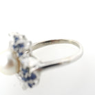 Vintage Pearl Ring - Mid Century 14k White Gold Cultured Organic Gem Blue Sapphire & Diamond Accents - Circa 1960s Size 7 1/4 Fine Jewelry