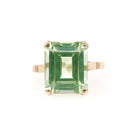 Created Spinel Ring - Mid Century 9k Yellow Gold Emerald Cut Light Green Stone - Hallmarked 1961 Era Size 5 Fine August Birthstone Jewelry