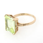 Created Spinel Ring - Mid Century 9k Yellow Gold Emerald Cut Light Green Stone - Hallmarked 1961 Era Size 5 Fine August Birthstone Jewelry