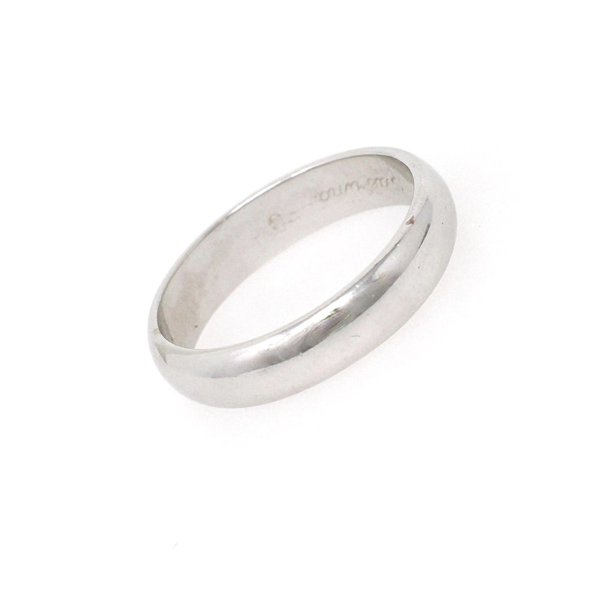 Vintage Wedding Band - Mid Century 14k White Gold 4.4 MM Half Round Unadorned Bridal Ring - Circa 1950s Era Size 8 Stacking Fine Jewelry