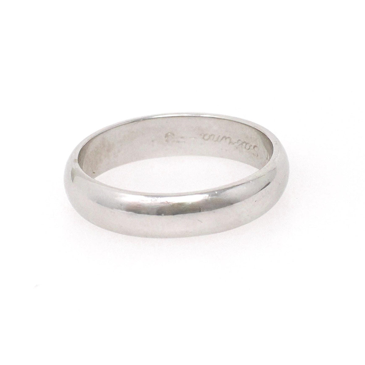 Vintage Wedding Band - Mid Century 14k White Gold 4.4 MM Half Round Unadorned Bridal Ring - Circa 1950s Era Size 8 Stacking Fine Jewelry