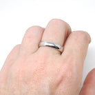 Vintage Wedding Band - Mid Century 14k White Gold 4.4 MM Half Round Unadorned Bridal Ring - Circa 1950s Era Size 8 Stacking Fine Jewelry