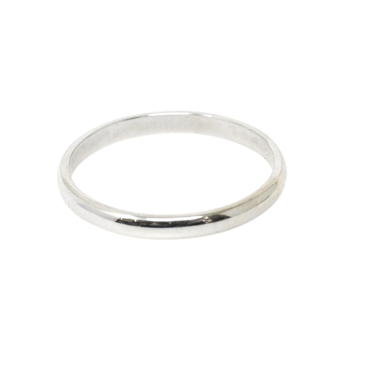 Contemporary Wedding Band - Estate 14k White Gold 2.2 MM Half Round Ring - Vintage Circa 1990s Era Size 8 1/2 Stacking Fine Bridal Jewelry