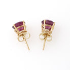 Rhodolite Garnet Earrings - Contemporary 14k Yellow Gold Pierced Push Backs Studs - Circa 2000's Round Faceted 2.96 CTW Gems Fine Jewelry