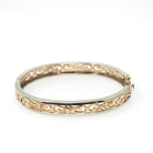 Two Tone Bracelet - Contemporary 14k Yellow & White Gold Open Metal Swirl Design Bangle - Vintage Circa 1990s Era Fine Statement Jewelry