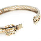 Two Tone Bracelet - Contemporary 14k Yellow & White Gold Open Metal Swirl Design Bangle - Vintage Circa 1990s Era Fine Statement Jewelry