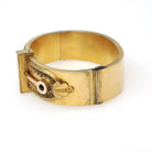 Etruscan Revival Bracelet - Victorian Gold Filled Industrial Style Hinged Bangle Design - Circa 1880s Era Filigree Patina Fashion Jewelry