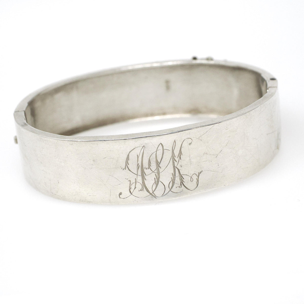 English Buckle Bracelet- Antique Sterling Silver Dated 1887 Engraved Floral Paisley Bangle - Victorian Era Birmingham Fine Statement Jewelry
