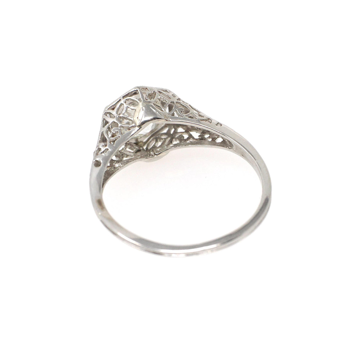 0.97 ct Old European Cut Diamond Ring - Platinum 1.14 CTW Natural Diamond Filigree Engagement - Circa 1920s Era Size 7 1/4 Hex Fine Jewelry