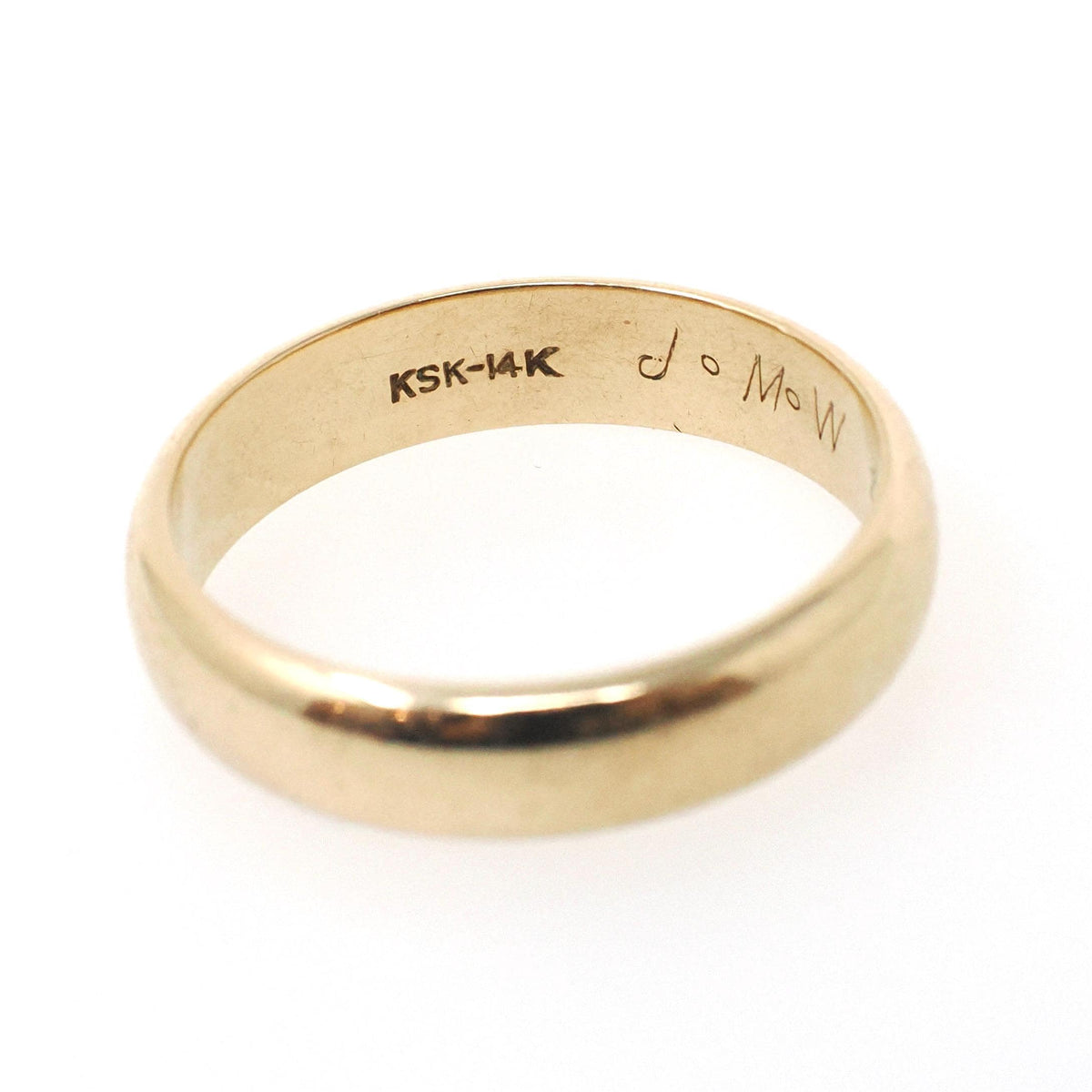 Vintage Wedding Band - Mid Century Era 14k Yellow Gold 5 MM Half Round Ring - Dated 10-10-53 Size 9 1/2 Stacking Fine Bridal Jewelry