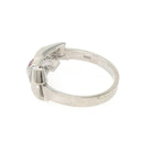 Vintage Bow Ring - Mid Century 14k White Gold Created Ruby Baguette .03 CTW Diamond Statement - Circa 1950s Size 8.5 Fine Sweetheart Jewelry