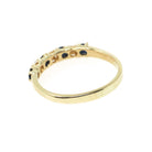Sapphire & Diamond Band - Contemporary 10k Yellow Gold Natural Seven Gemstone Ring - Estate Circa 2000s Era Size 8 Fine Stacking Jewelry