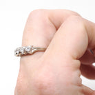 Diamond Wedding Band - Vintage 14k White Gold Natural .40 CTW Ring - Mid Century Circa 1950s Era Size 6 1/2 Stacking Fine Bridal Jewelry