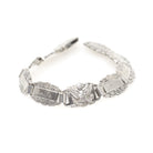 Forget Me Not Bracelet - Retro Sterling Silver Engraved Floral Panels 6.75 Inches - Vintage Circa 1940s Engraved Names Flower Family Jewelry