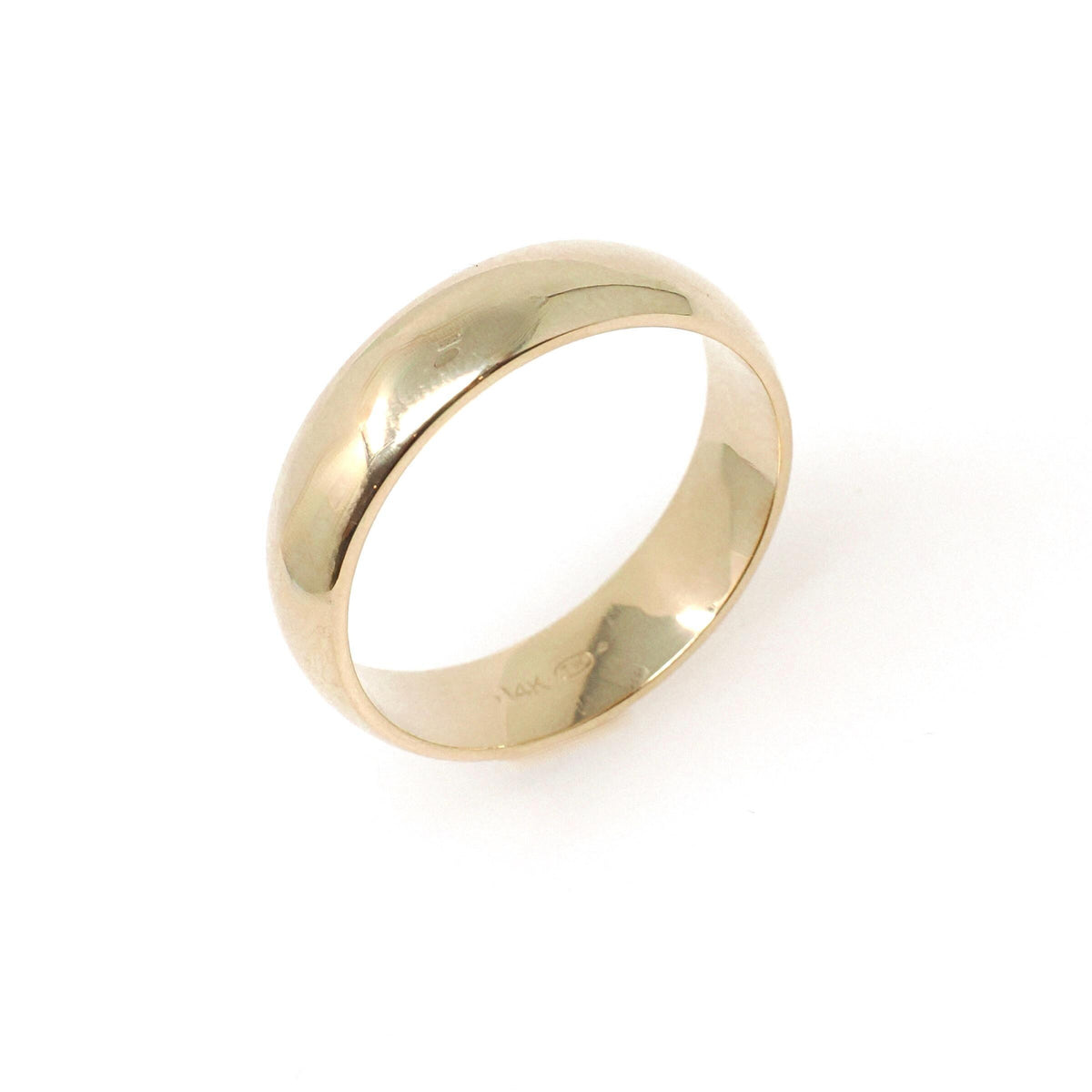 Vintage Wedding Band - Contemporary 14k Yellow Gold 6MM Half Round Ring - Circa 2000s Size 11 Tessler & Weiss Stacking Fine Bridal Jewelry