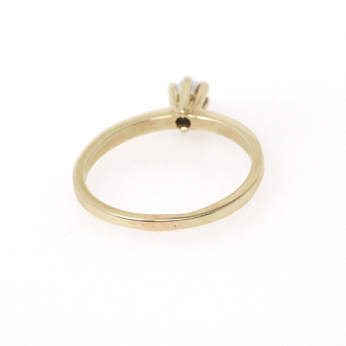 Cultured Pearl Ring - Modernist 10k Yellow Gold 3.4 mm Organic Solitaire Gemstone - Vintage Circa 1960s Era Size 7 Dainty Fine Jewelry